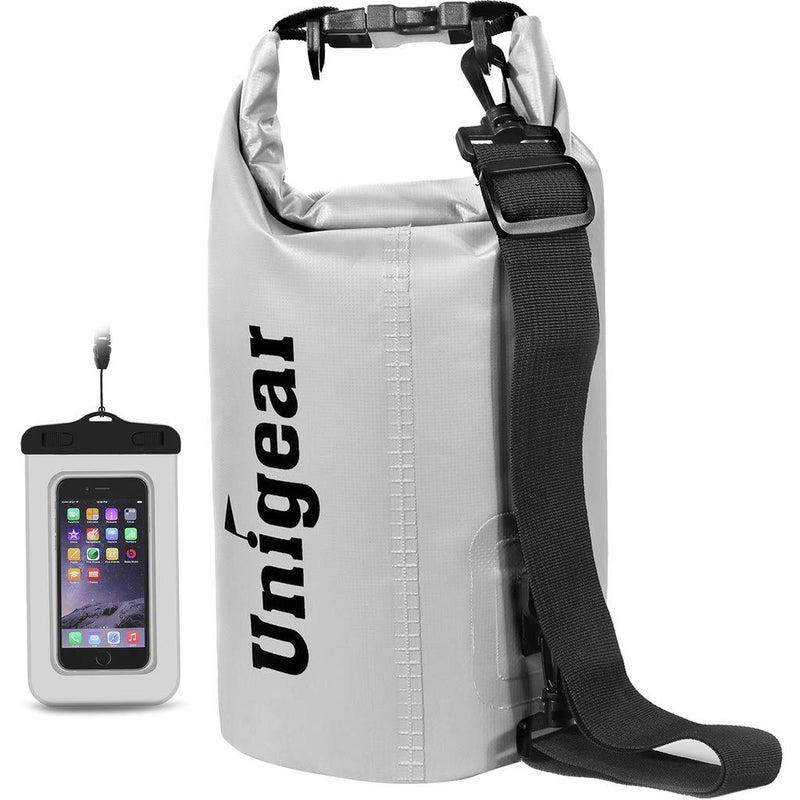 Unigear Dry Bag Waterproof, Floating and Lightweight Bags for Kayaking, Boating, Fishing, Swimming and Camping with Waterproof Phone Case (White, 10L) - Image 1